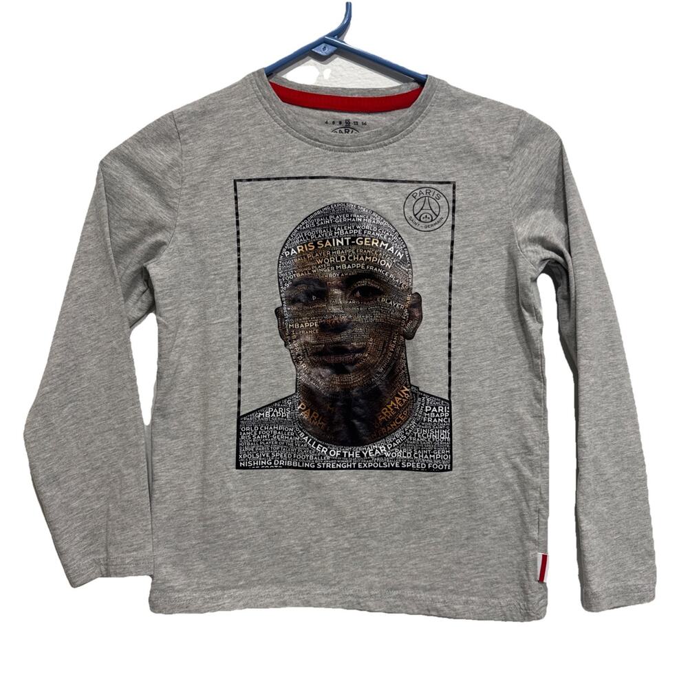 Paris Saint-Germain Football Soccer Team T-Shirt Boys size 10 Long Sleeve Gray